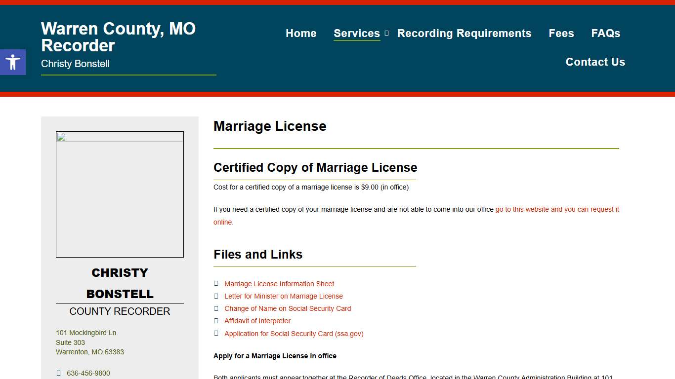 Marriage License – Warren County MO Recorder