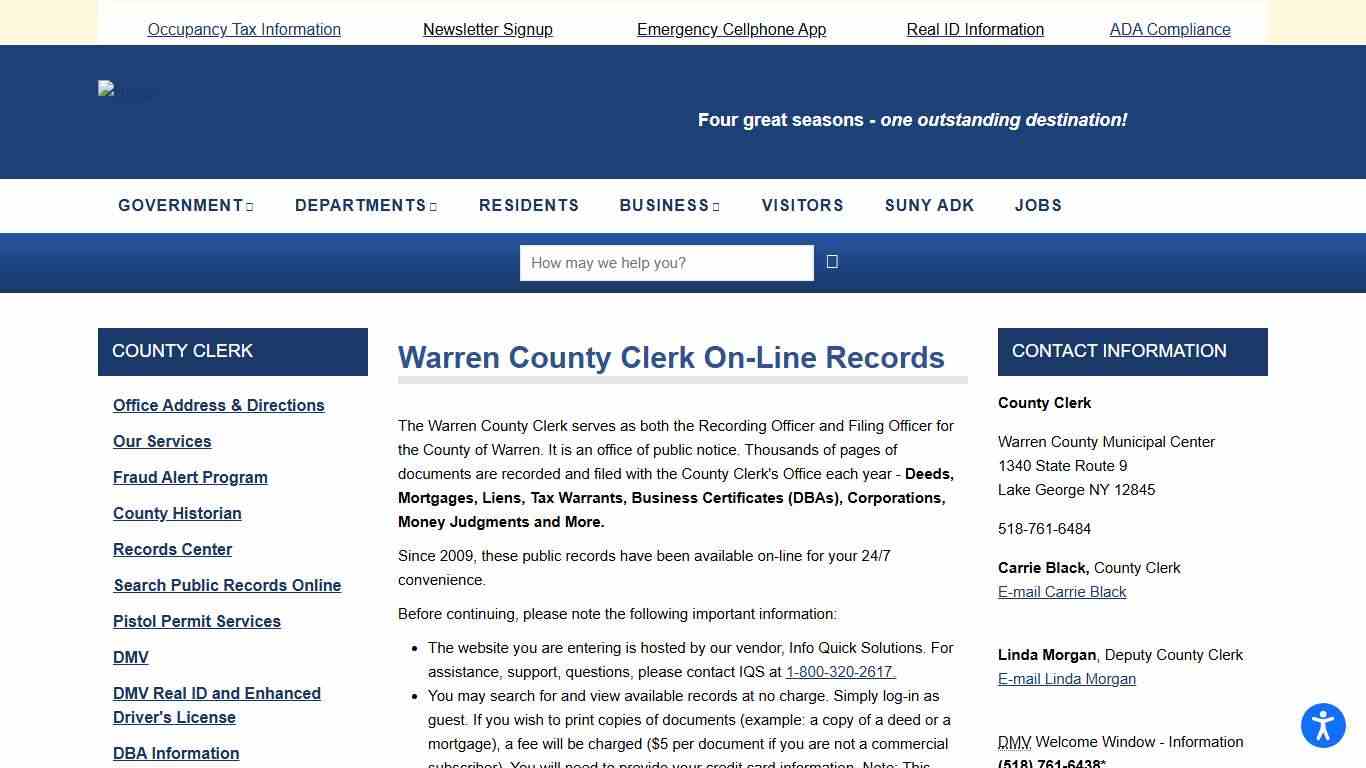 Warren County Clerk On-Line Records | Warren County